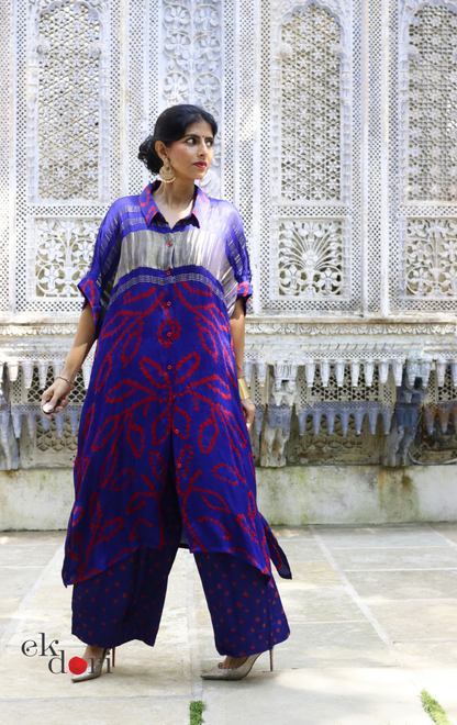 Bandhani Modal Kurta Palazzo Co-ord Set in Blue | 'Festive Bazaar' | Ek Dori  Hand-Knotted | Hand-Dyed | Artisan Crafted | Free Size