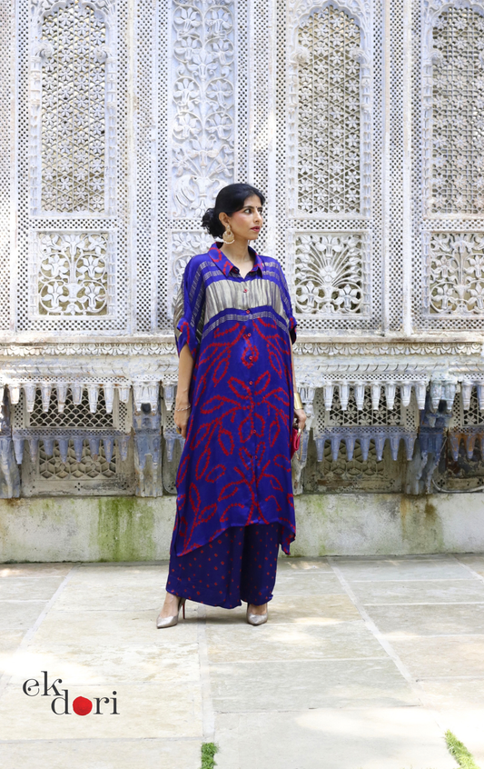 Bandhani Modal Kurta Palazzo Co-ord Set in Blue | 'Festive Bazaar' | Ek Dori  Hand-Knotted | Hand-Dyed | Artisan Crafted | Free Size