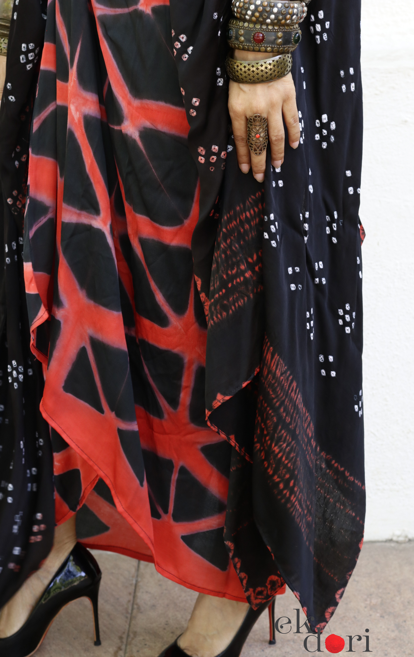 Clamp Dye Modal Co-ord Skirt Set 'Fire' : 2 Piece Skirt Top Set