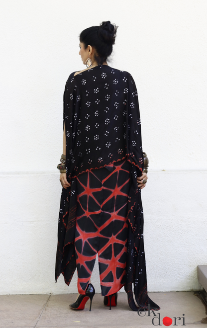Clamp Dye Modal Co-ord Skirt Set 'Fire' : 2 Piece Skirt Top Set