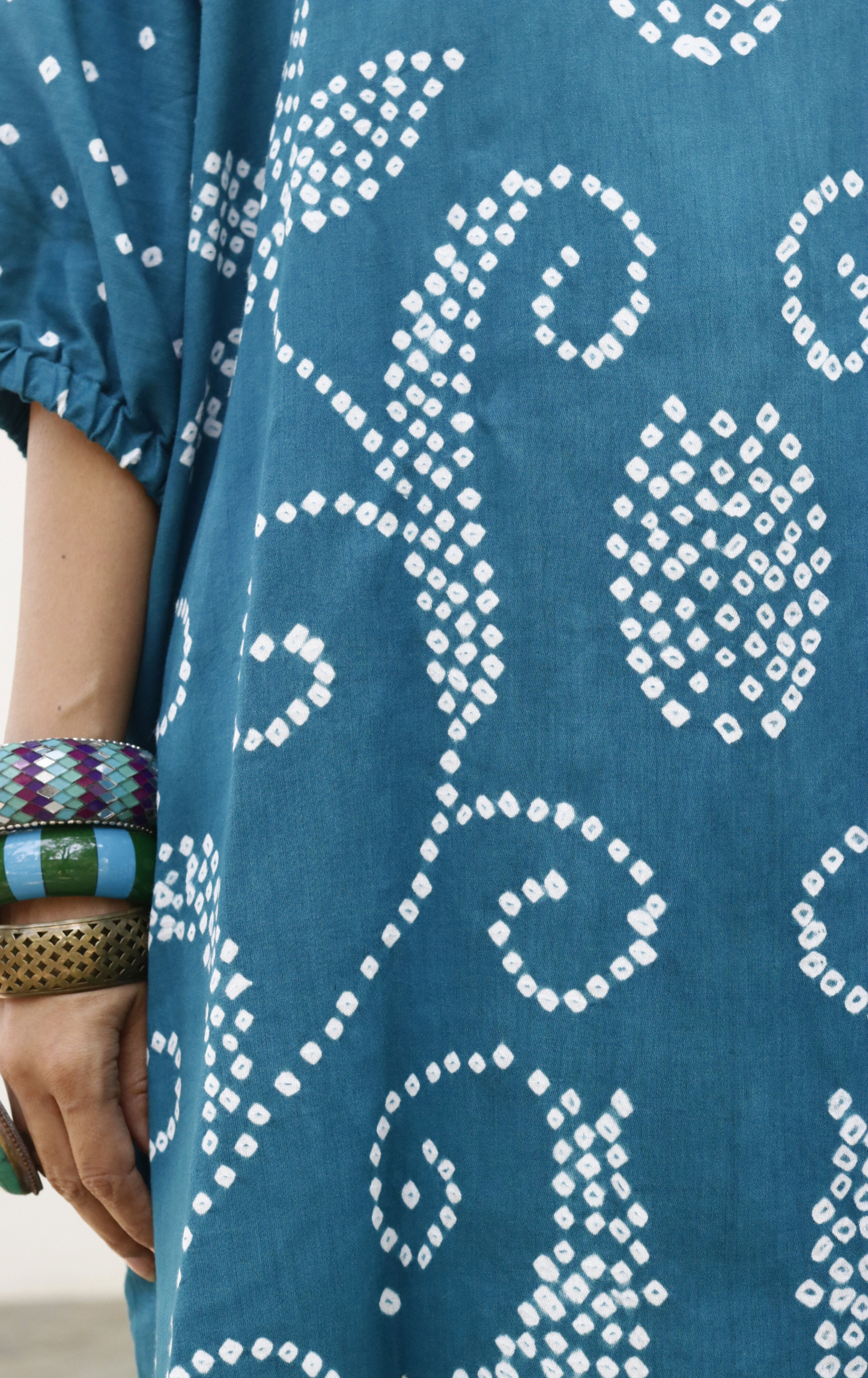 Bandhani Teal Blue Cotton Co-ord Set : Buy Palazzo Pant Kurta Cotton Co-ord Set 'Bela Baahar'