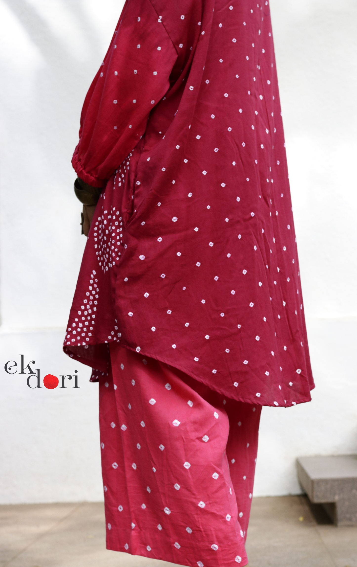 Bandhani 'Pink Paisley' Pink Shaded Cotton Co-ord Set : Buy Kurta Palazzo Cotton Co-ord Set