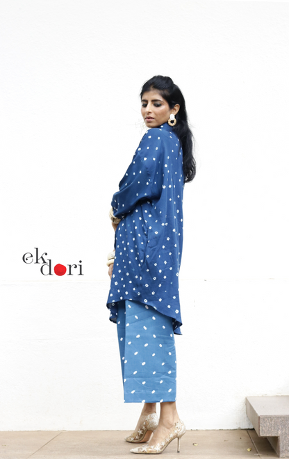 Bandhani 'Blue Infinity' Blue Cotton Co-ord Set : Buy Kurta Palazzo Cotton Co-ord Set