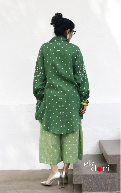 Bandhani 'Green Barfi' Blue Cotton Co-ord Set : Buy Kurta Palazzo Cotton Co-ord Set Cotton Bandhani Set