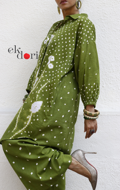 Bandhani 'My Henna' Green Cotton Co-ord Set : Buy Kurta Palazzo Cotton Co-ord Set