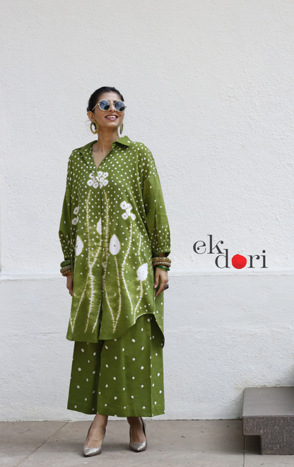 Bandhani 'My Henna' Green Cotton Co-ord Set : Buy Kurta Palazzo Cotton Co-ord Set