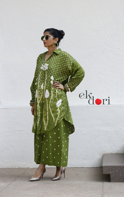 Bandhani 'My Henna' Green Cotton Co-ord Set : Buy Kurta Palazzo Cotton Co-ord Set