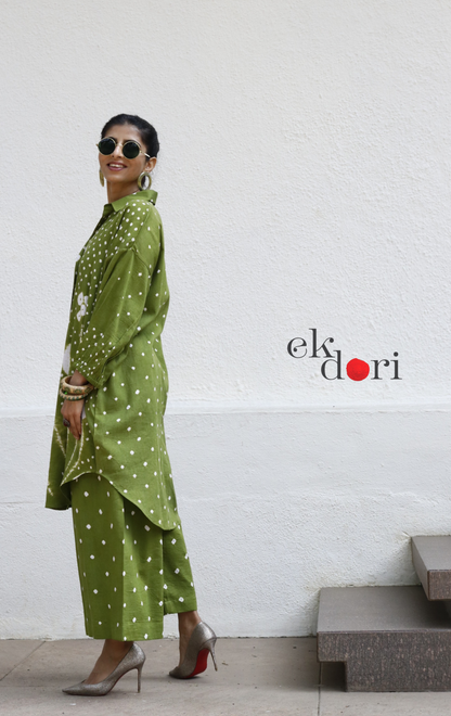 Bandhani 'My Henna' Green Cotton Co-ord Set : Buy Kurta Palazzo Cotton Co-ord Set