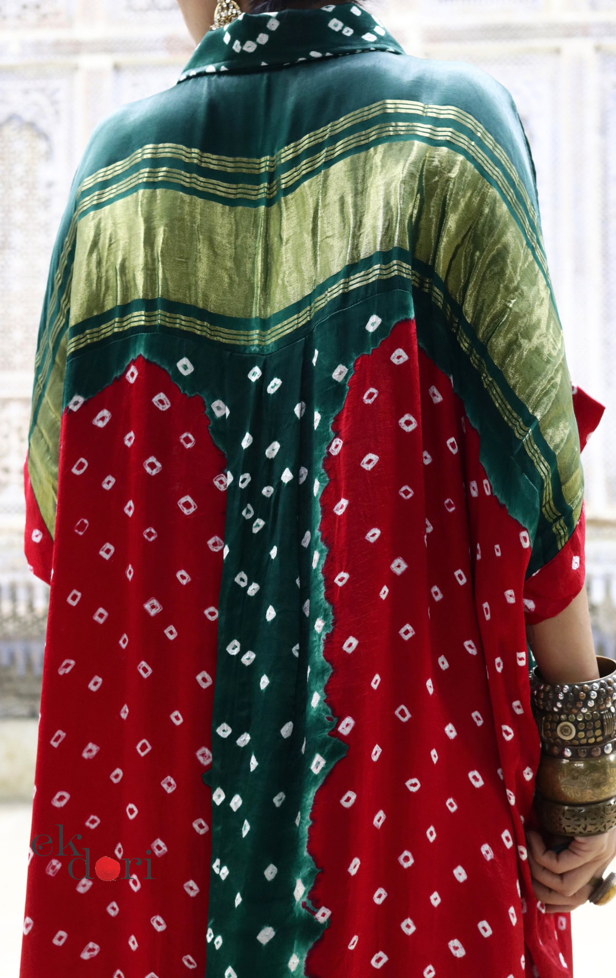 Bandhani Ajrakh Modal Kaftan Kurta Palazzo Co-ord Set | 'Desert Duel' | Ek Dori