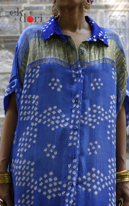 Bandhani Blue White Modal Co-ord Set : Buy Kurta Palazzo Modal Co-ord Set 'Bela'