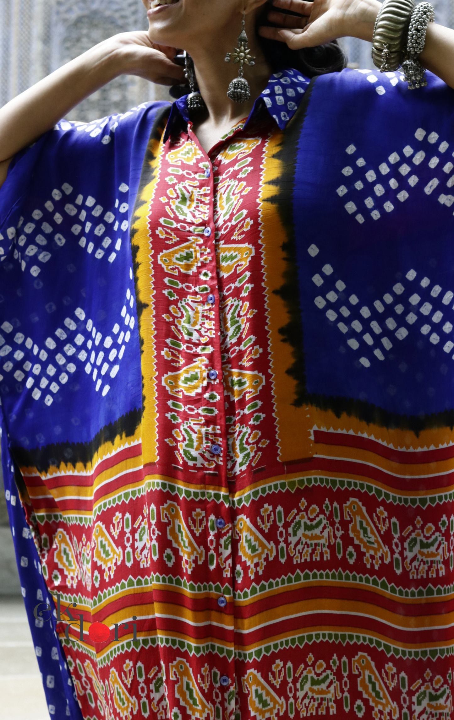 Bandhani Patola Modal Kaftan Kurta Palazzo Co-ord Set | 'Rann Utsav' | Ek Dori
