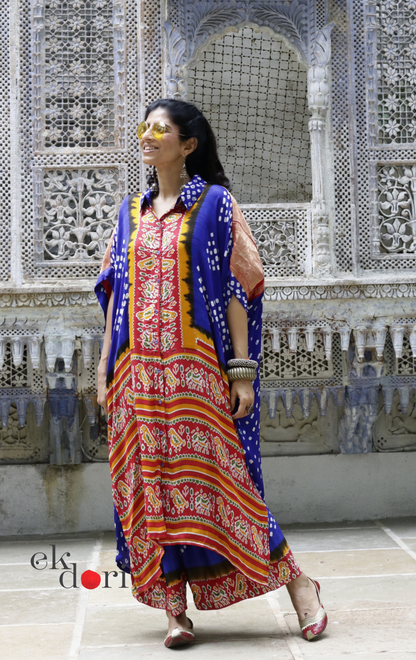 Bandhani Patola Modal Kaftan Kurta Palazzo Co-ord Set | 'Rann Utsav' | Ek Dori
