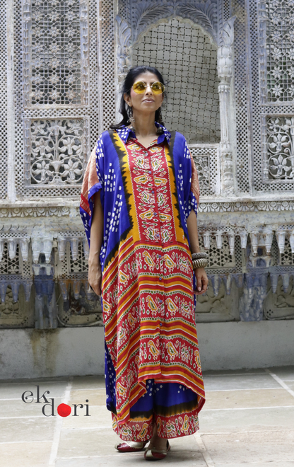 Bandhani Patola Modal Kaftan Kurta Palazzo Co-ord Set | 'Rann Utsav' | Ek Dori