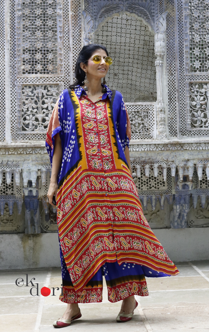 Bandhani Patola Modal Kaftan Kurta Palazzo Co-ord Set | 'Rann Utsav' | Ek Dori