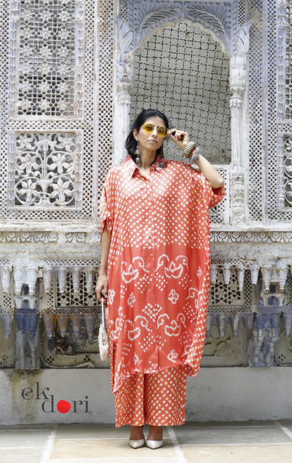 Bandhani Purple Modal Co-ord Set : Buy Kurta Palazzo Modal Co-ord Set 'Peach Sorbet'