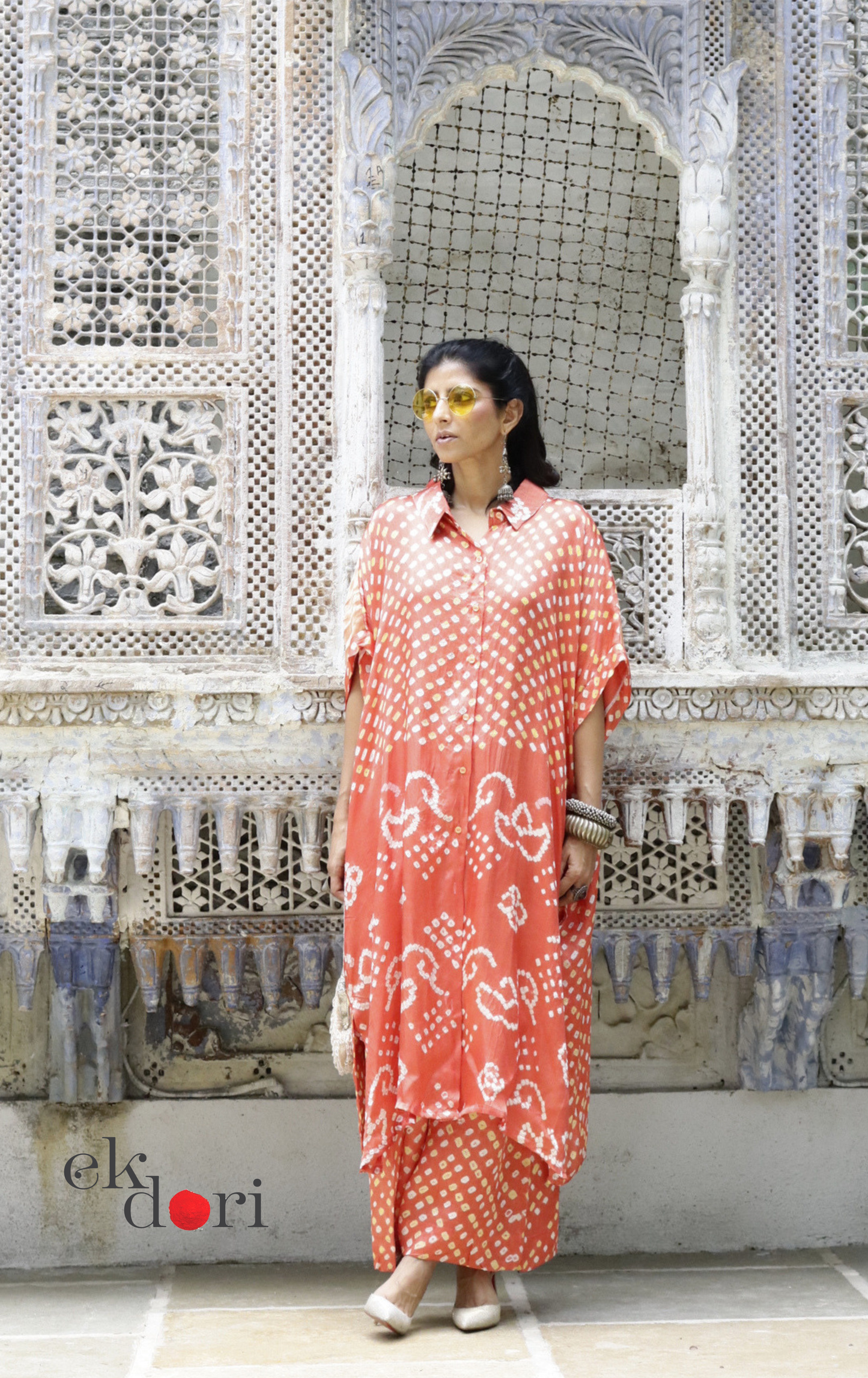 Bandhani Purple Modal Co-ord Set : Buy Kurta Palazzo Modal Co-ord Set 'Peach Sorbet'