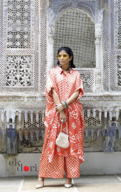 Bandhani Purple Modal Co-ord Set : Buy Kurta Palazzo Modal Co-ord Set 'Peach Sorbet'