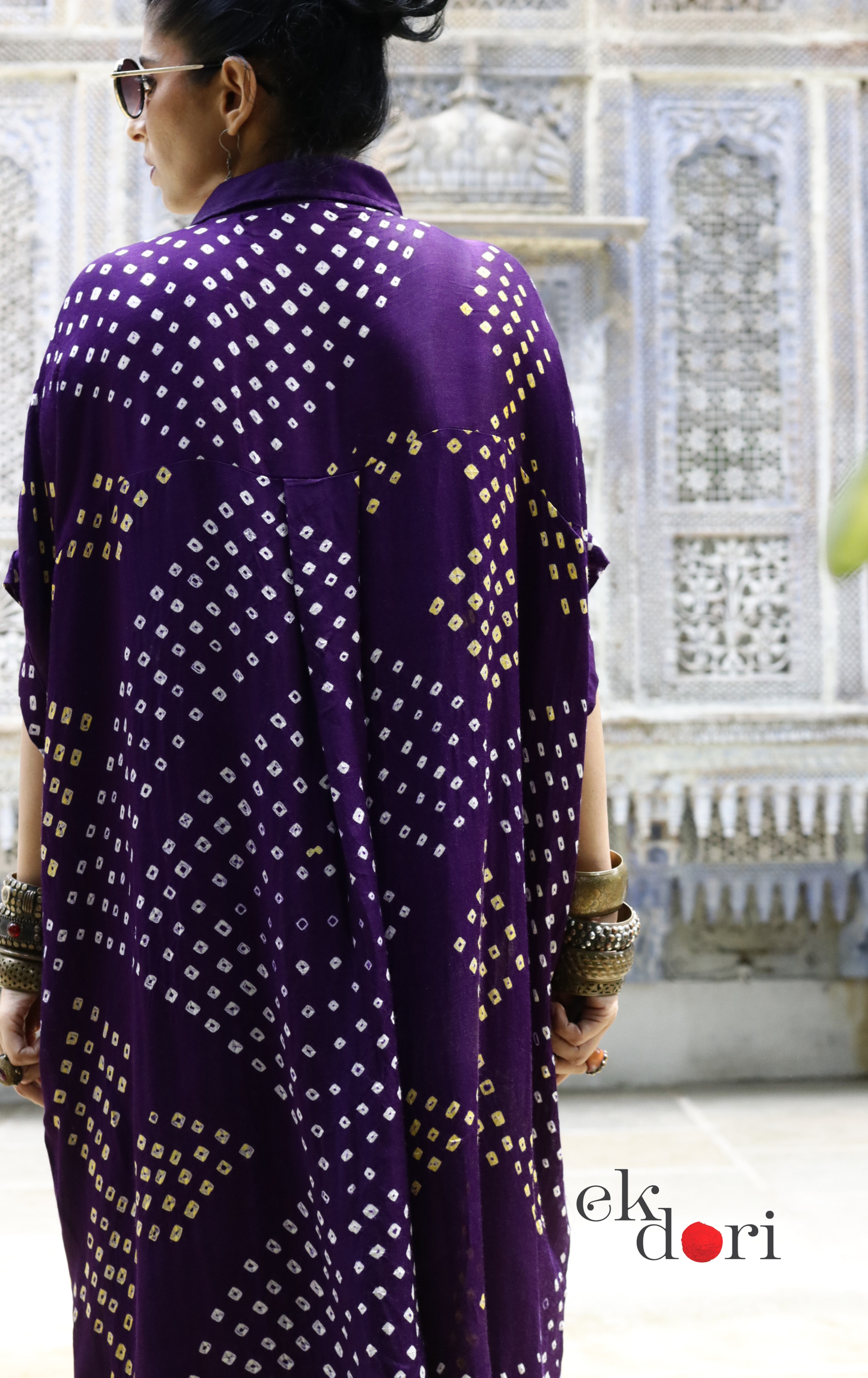 Bandhani Modal Kurta Palazzo Co-ord Set in Purple | 'Jamuni Jaam' | Ek Dori