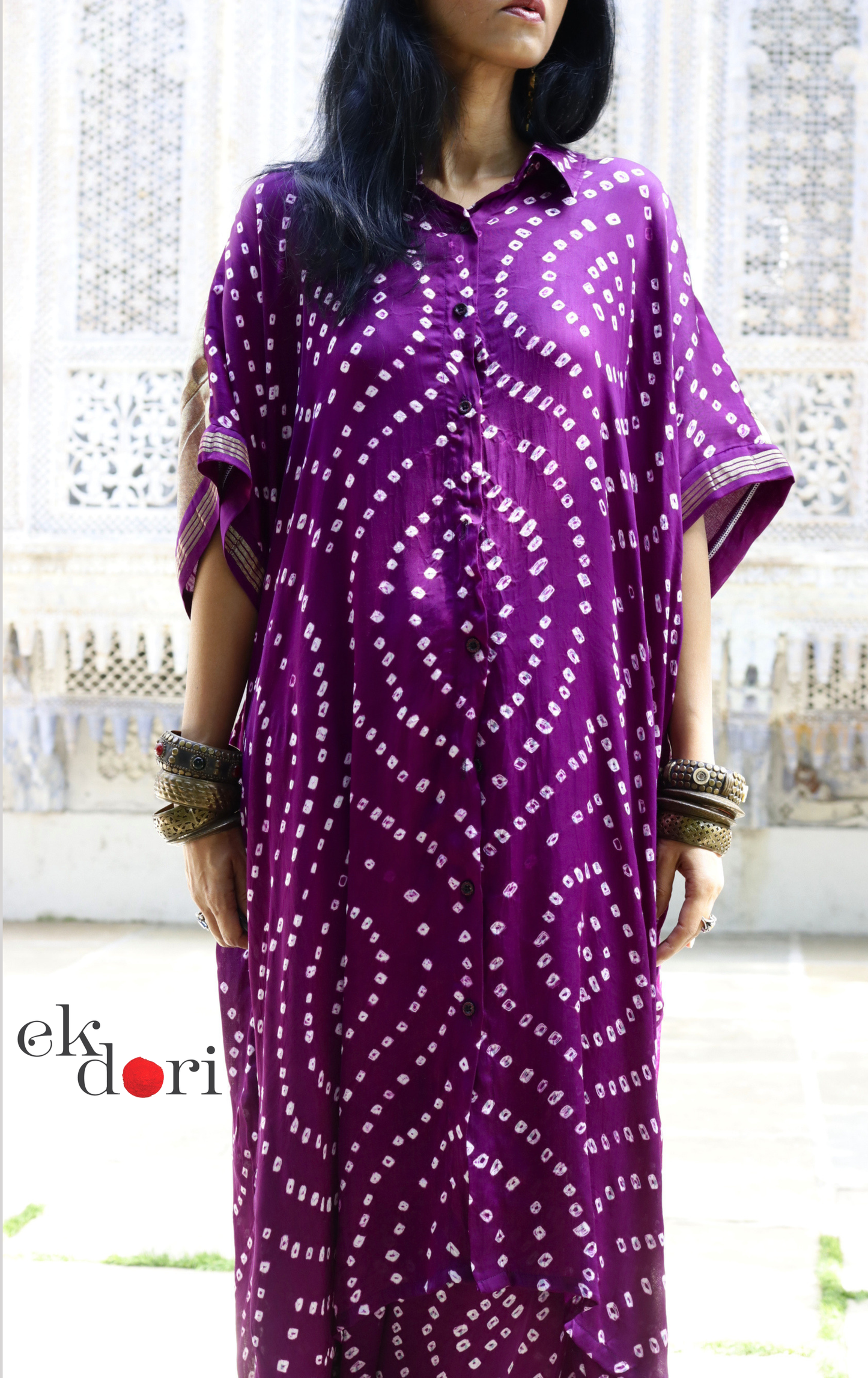 Bandhani Purple Modal Co-ord Set : Buy Kurta Palazzo Modal Co-ord Set 'Jamun Sorbet'