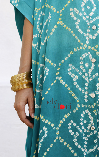 Bandhani Teal Shaded Modal Co-ord Set : Buy Kurta Palazzo Modal Co-ord Set 'Bela'
