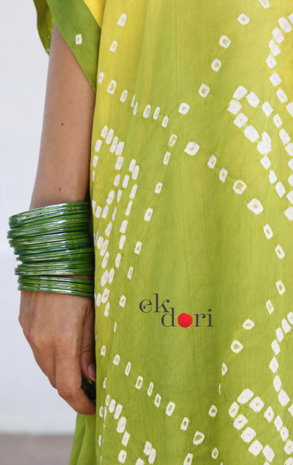 Bandhani Yellow Green Modal Co-ord Set : Buy Kurta Palazzo Modal Co-ord Set 'Sunehri'