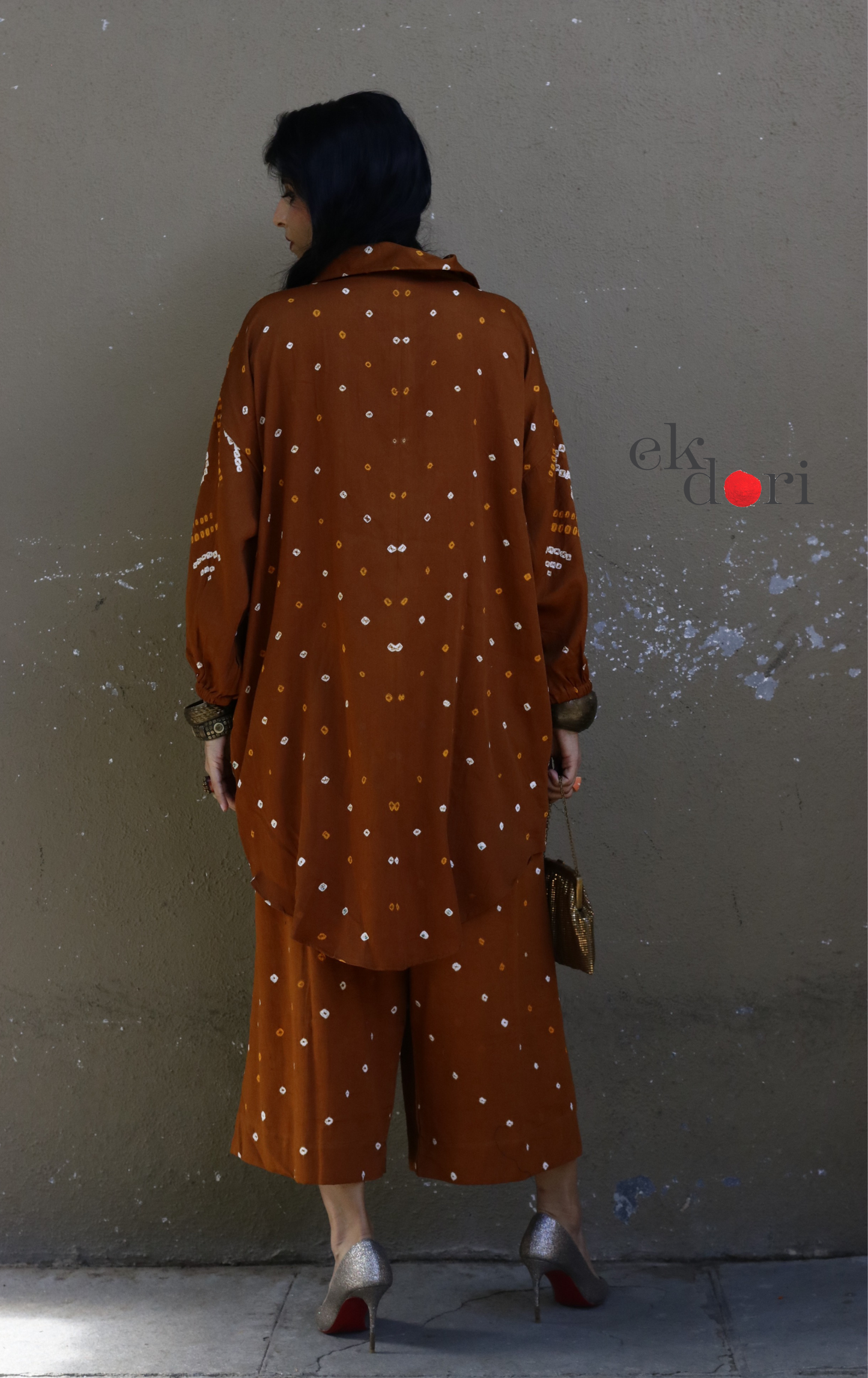 Bandhani 'Honey Mustard' Cotton Co-ord Set : Buy Kurta Palazzo Cotton Co-ord Set Cotton Bandhani Set