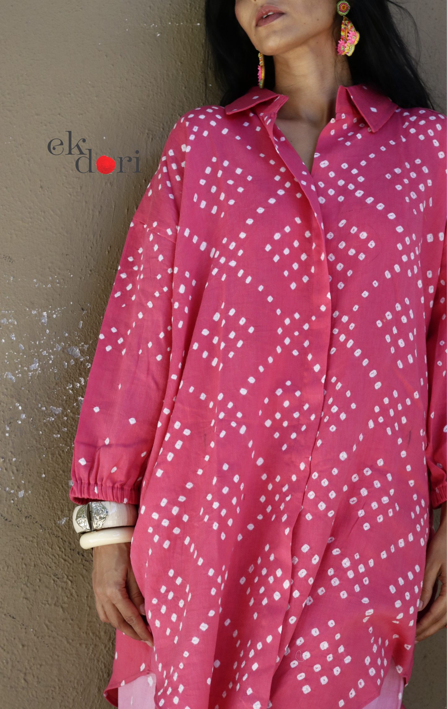 Bandhani 'Pink Barfi' Blue Cotton Co-ord Set : Buy Kurta Palazzo Cotton Co-ord Set Cotton Bandhani Set