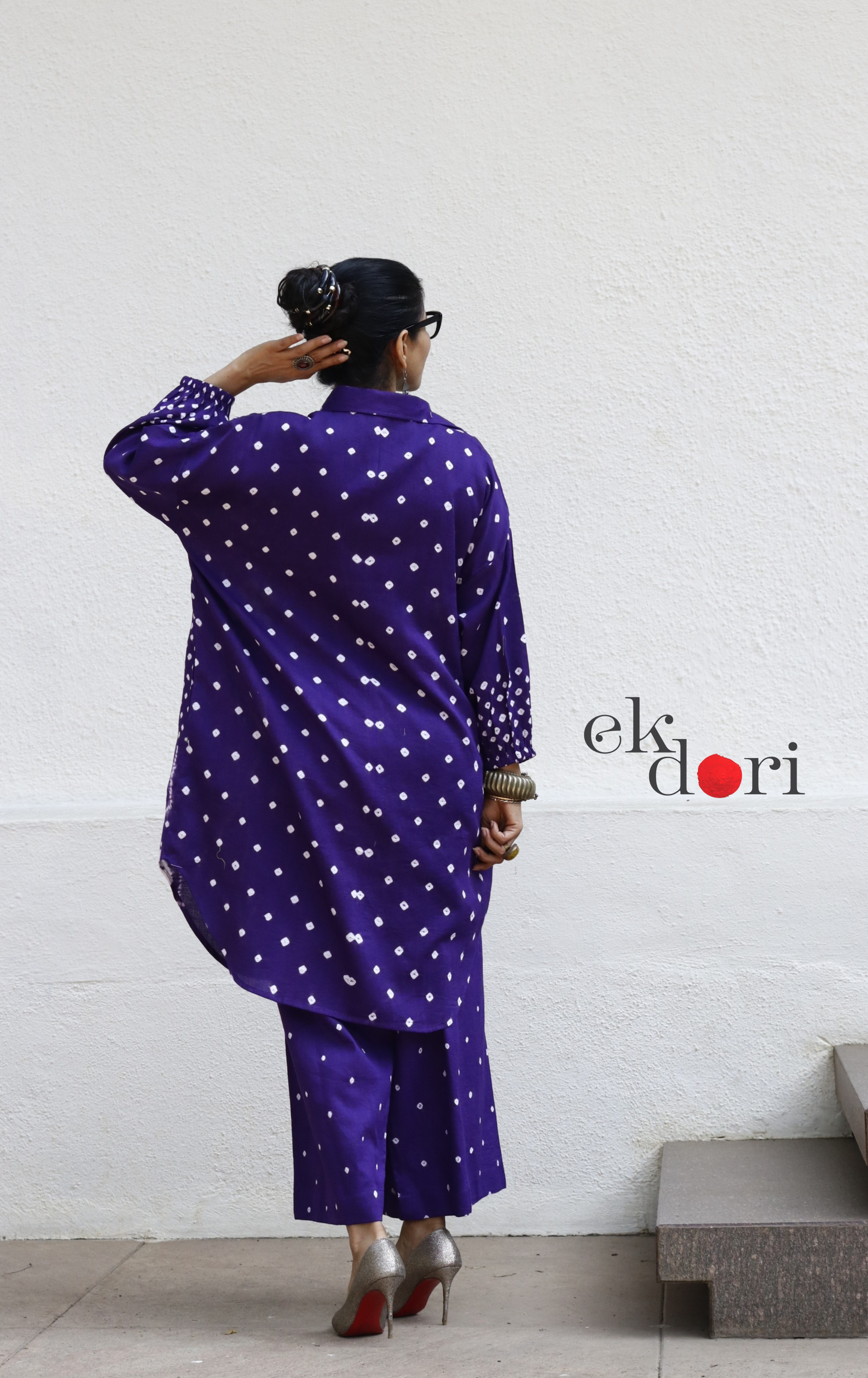 Bandhani 'Purple Please' Purple Cotton Co-ord Set : Buy Kurta Palazzo Cotton Co-ord Set