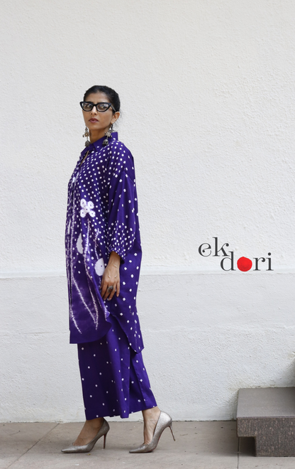 Bandhani 'Purple Please' Purple Cotton Co-ord Set : Buy Kurta Palazzo Cotton Co-ord Set