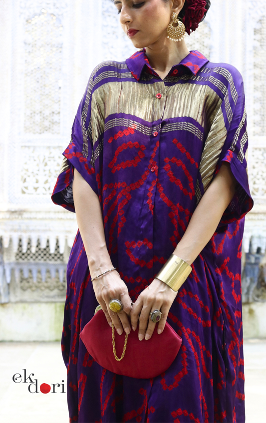 Bandhani Modal Kurta Palazzo Co-ord Set in Purple | 'Magical Bazaar' | Ek Dori  Hand-Knotted | Hand-Dyed | Artisan Crafted | Free Size