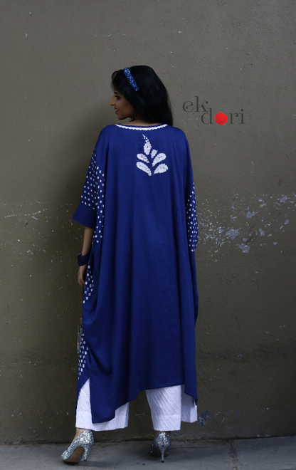Bandhani Shibori 'Cobalt & Cream' Cotton Co-ord Set : Buy Kurta Palazzo Cotton Co-ord Set Cotton Bandhani Set