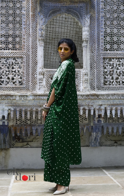 Bandhani Shibori Modal Kurta Co-ord Set In Green : Buy Kurta Palazzo Modal Co-ord Bandhani Set 'Forest Safari'