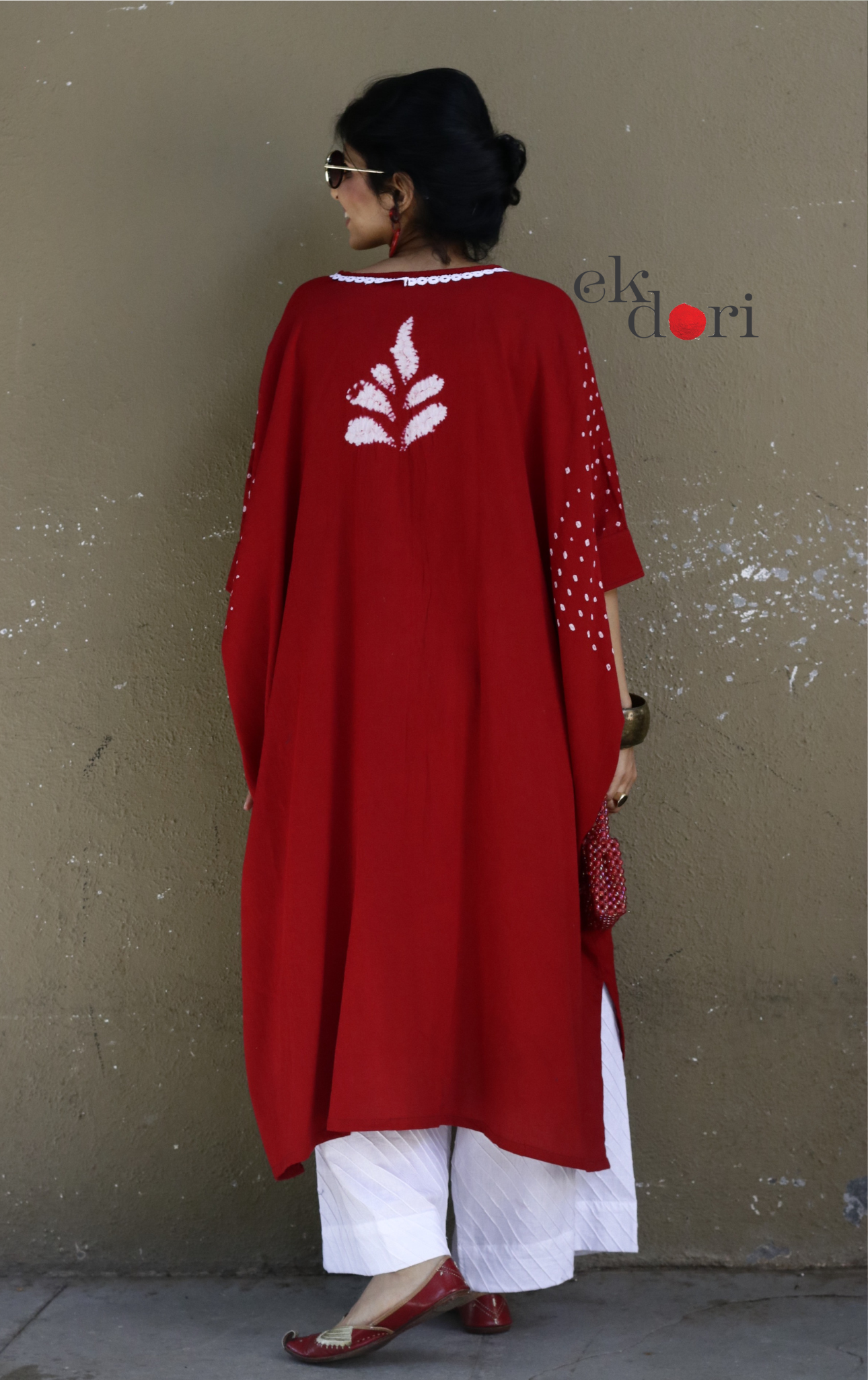 Bandhani Shibori 'Ruby &amp; Pearl' Cotton Co-ord Set : Buy Kurta Palazzo Cotton Co-ord Set Cotton Bandhani Set