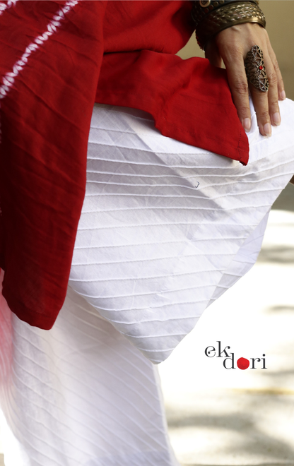 Bandhani Shibori 'Ruby &amp; Pearl' Cotton Co-ord Set : Buy Kurta Palazzo Cotton Co-ord Set Cotton Bandhani Set