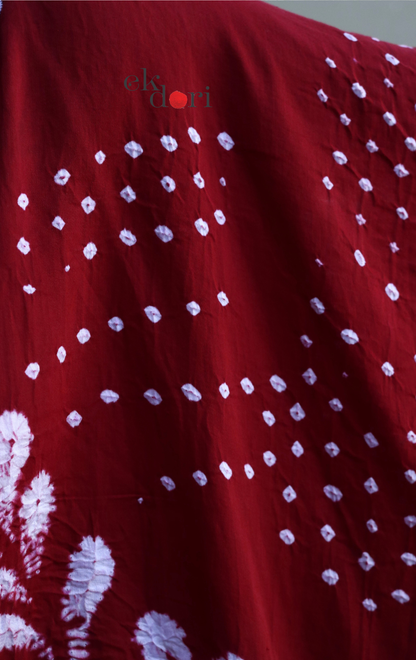 Bandhani Shibori 'Ruby &amp; Pearl' Cotton Co-ord Set : Buy Kurta Palazzo Cotton Co-ord Set Cotton Bandhani Set
