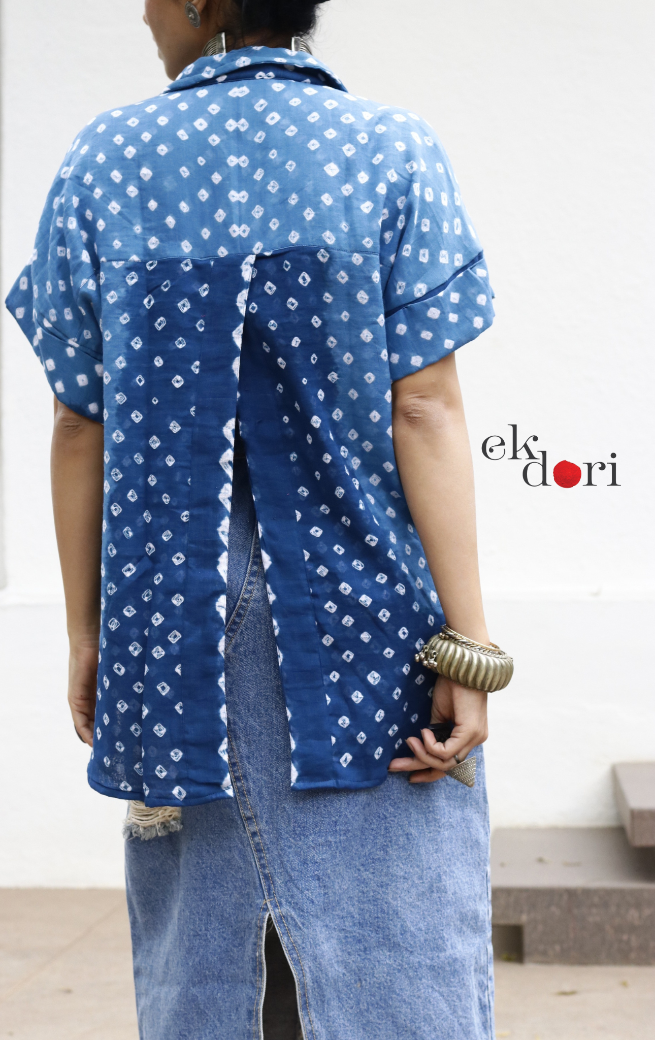 Bandhani 'Blue Ocean' Cotton Shirt : Buy Bandhani Blue Cotton Shirt