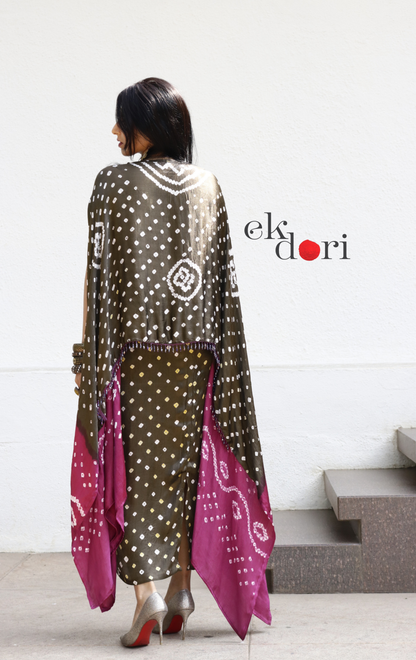 Bandhani Modal Co-ord Skirt Set 'Monsoon' : 2 Piece Skirt Bandhani Top Set