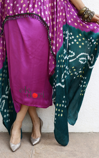 Bandhani Modal Co-ord Skirt Set 'Lotus' : 2 Piece Skirt Bandhani Top Set