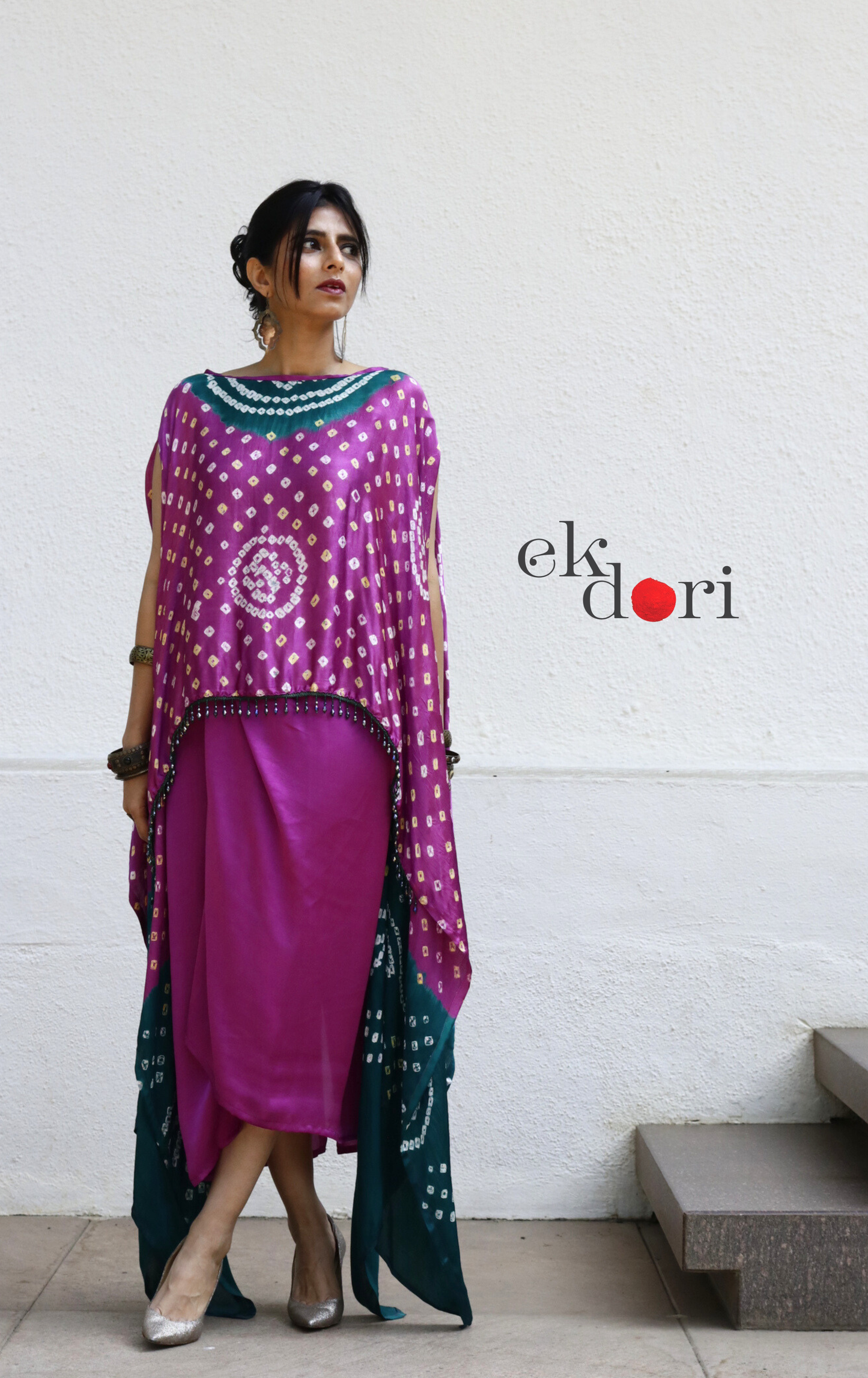 Bandhani Modal Co-ord Skirt Set 'Lotus' : 2 Piece Skirt Bandhani Top Set