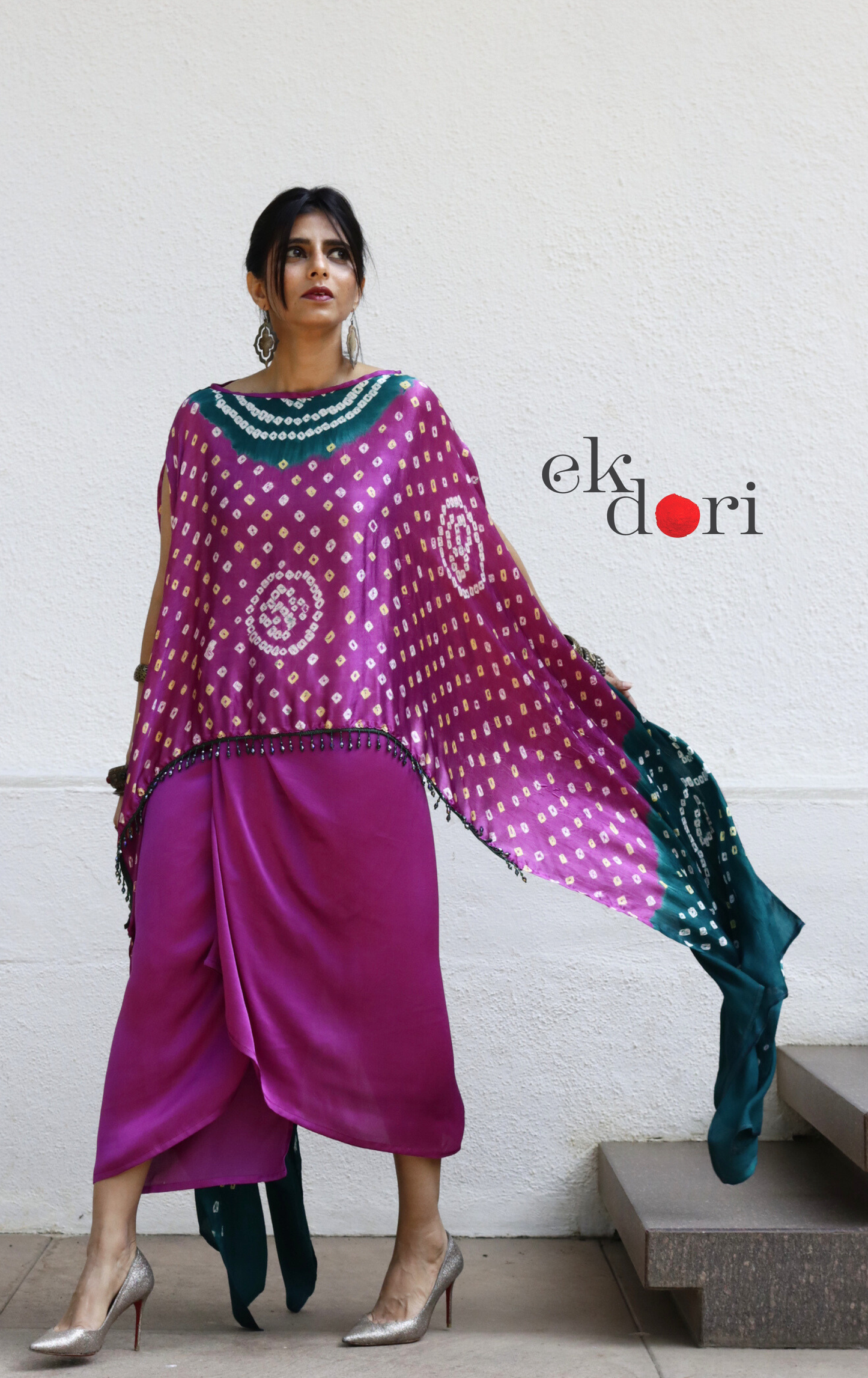 Bandhani Modal Co-ord Skirt Set 'Lotus' : 2 Piece Skirt Bandhani Top Set