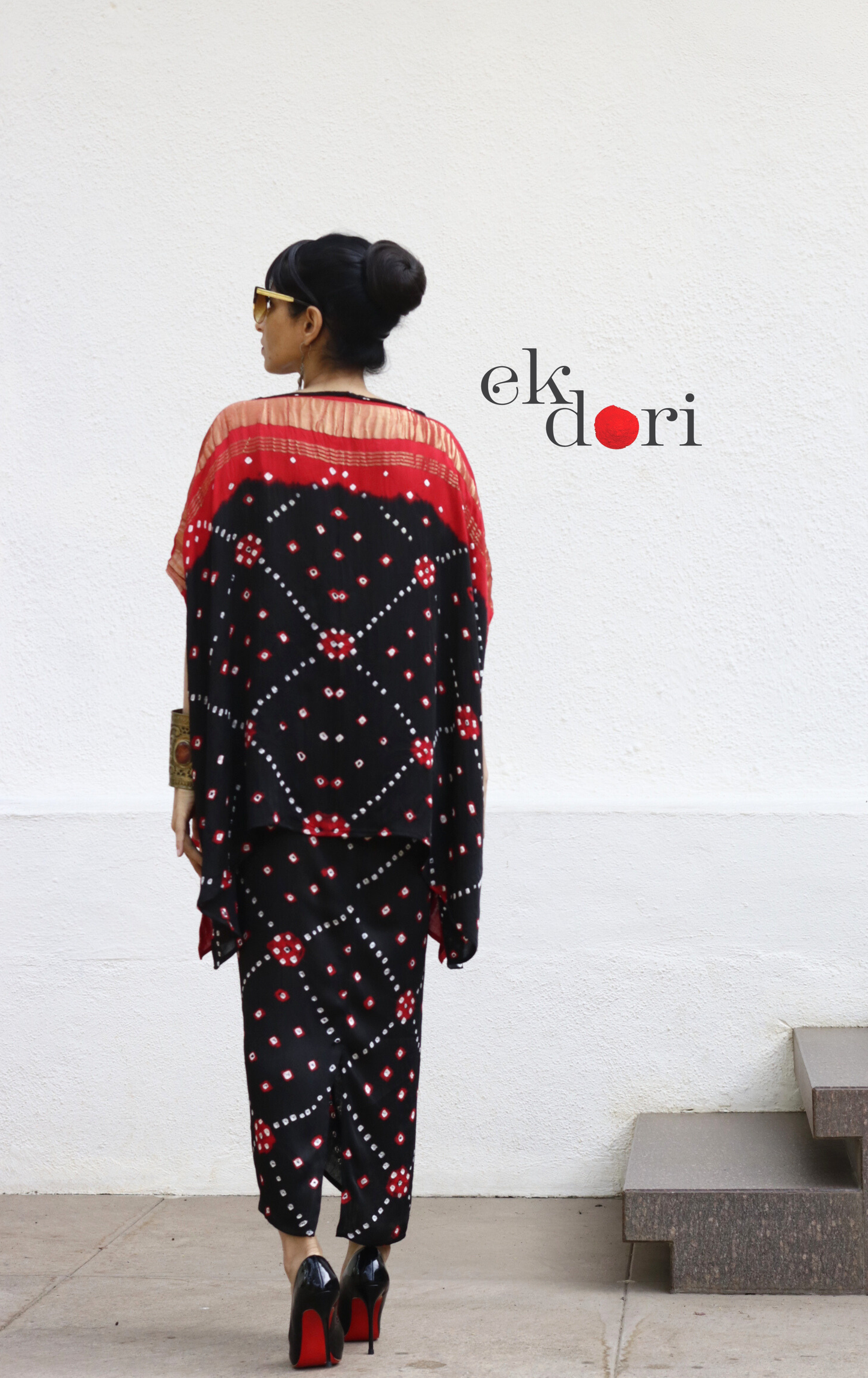 Bandhani Modal Co-ord Skirt Set 'Beautiful Night' : 2 Piece Skirt & Bandhani Top Set