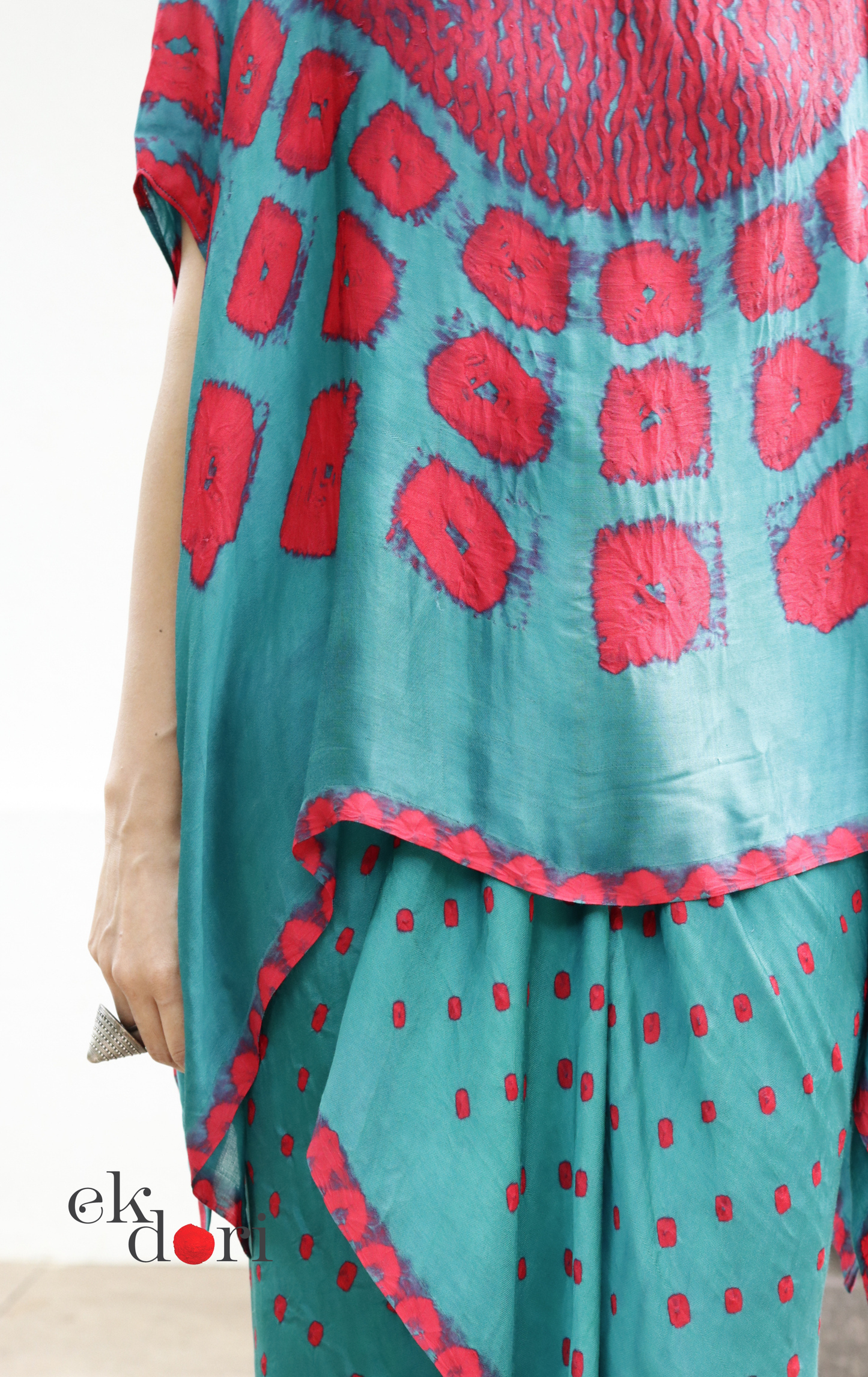 Shibori Modal Co-ord Skirt Set 'Gulmohar Tree' : 2 Piece Bandhani Skirt &Shibori Top Set