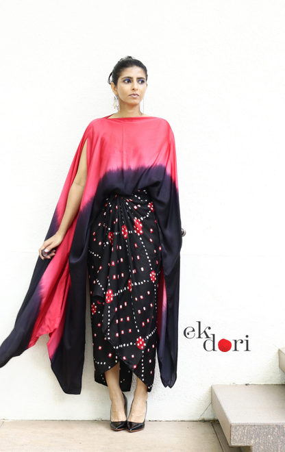 Bandhani Modal Co-ord Skirt Set 'Fire' : 2 Piece Skirt Top Set