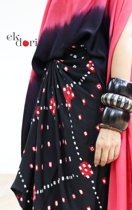 Bandhani Modal Co-ord Skirt Set 'Fire' : 2 Piece Skirt Top Set