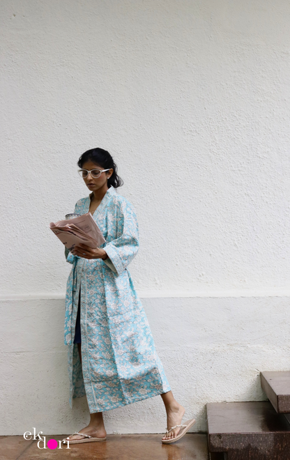 Pool Days Waffle Block Printed Bath Robe