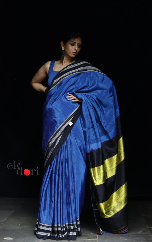 Buy Ilkal Handloom Saree : Handloom Ilkal 'Blue Family' Rayon Silk Saree