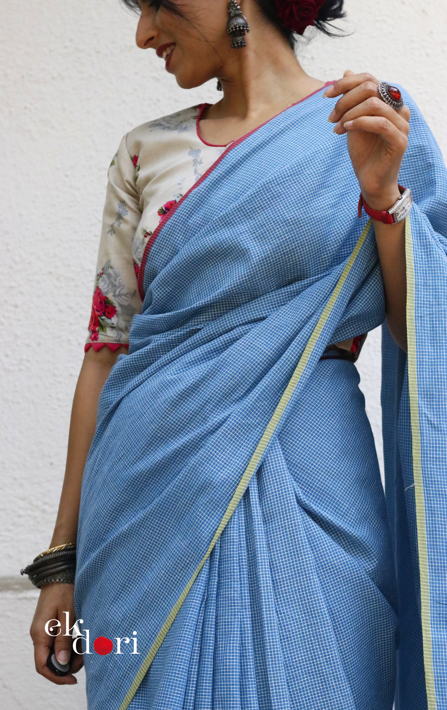 Soft Cotton Handloom Saree 'Calm Sea' : Summer Cotton Handloom Saree