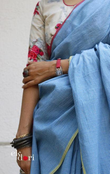 Soft Cotton Handloom Saree 'Calm Sea' : Summer Cotton Handloom Saree