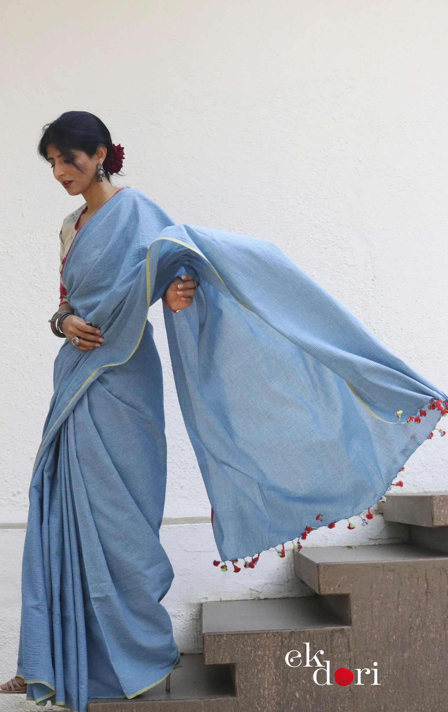 Soft Cotton Handloom Saree 'Calm Sea' : Summer Cotton Handloom Saree