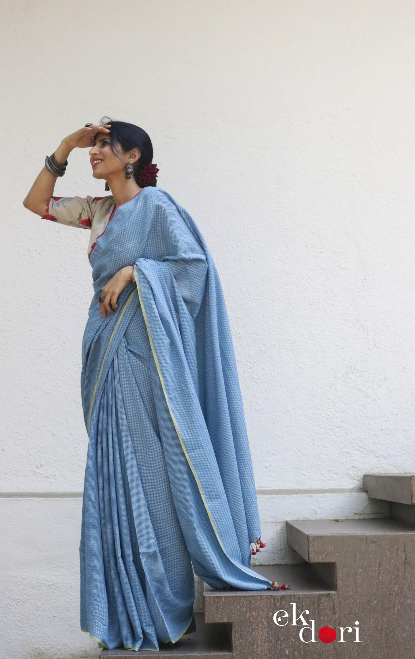 Soft Cotton Handloom Saree 'Calm Sea' : Summer Cotton Handloom Saree